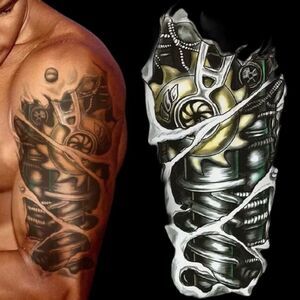 Mechanical Gears Large Temporary Tattoo - NEW